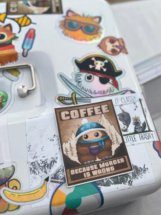 Karl Needs Coffee Waterproof Sticker