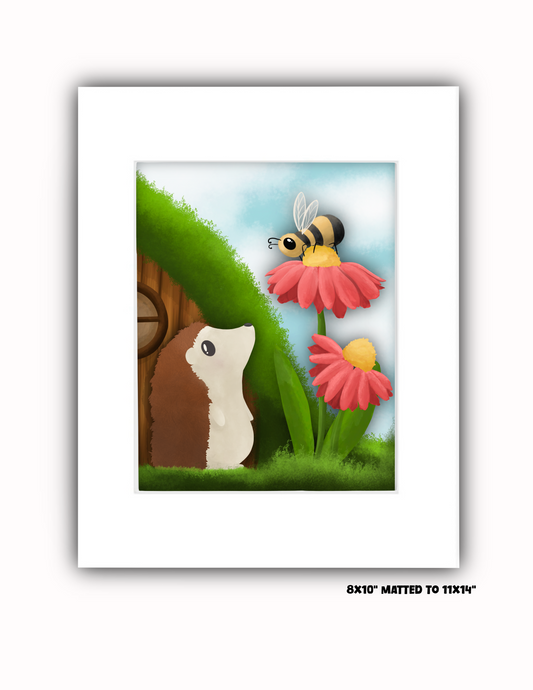"Hedgehog Hello" Art Print