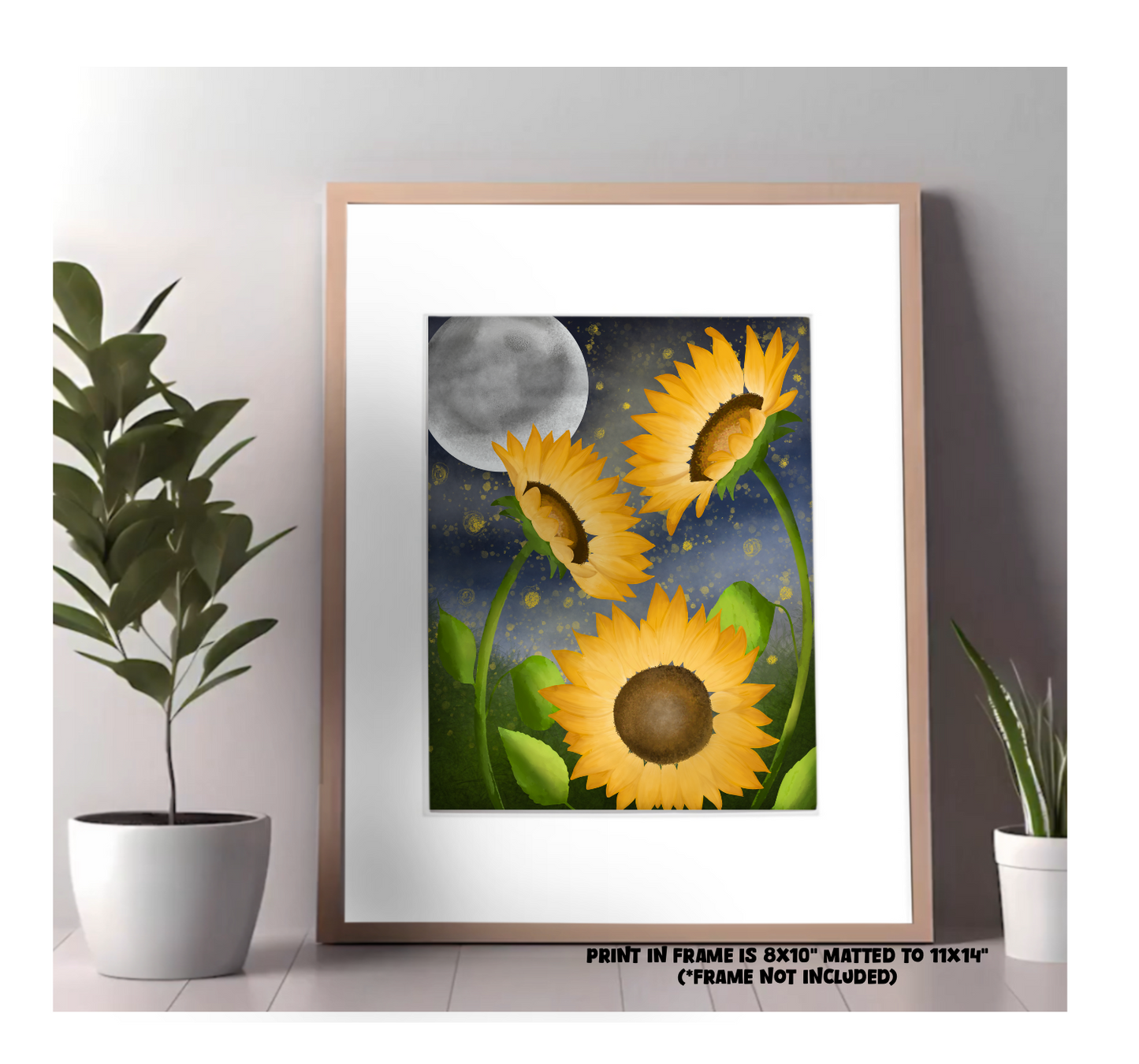"Moonlight Sunflowers" Art Print