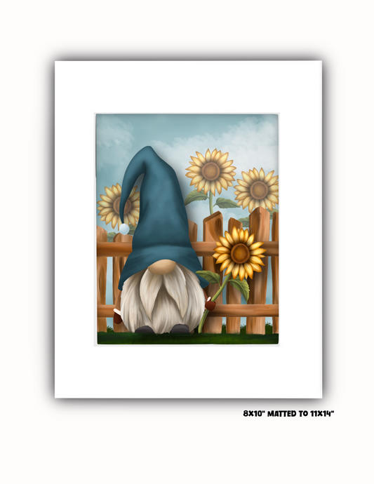 "Sunflower Gnomie" Art Prints