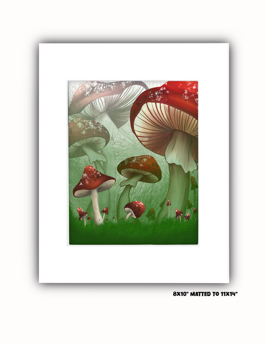 "Mushies in the Grass 2" Art Print