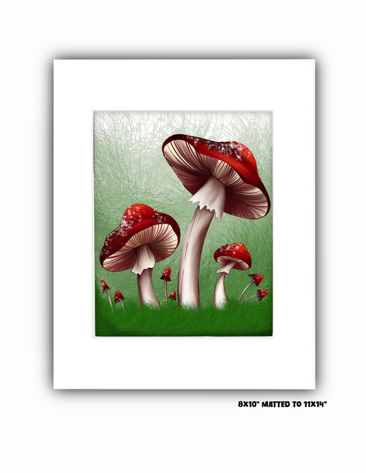 "Mushies in the Grass 1" Art Print