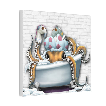 Bathtime Octo :Canvas Stretched, 0.75"