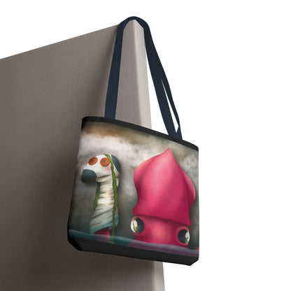 "Symore the Squid with his Sock Puppet" Tote bag