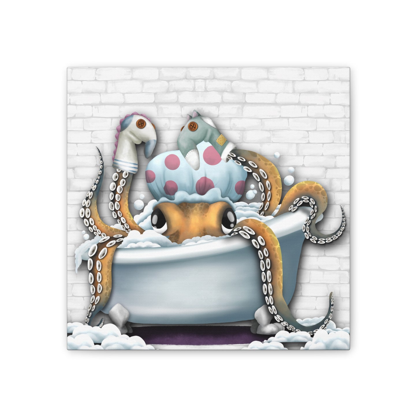 Bathtime Octo :Canvas Stretched, 0.75"