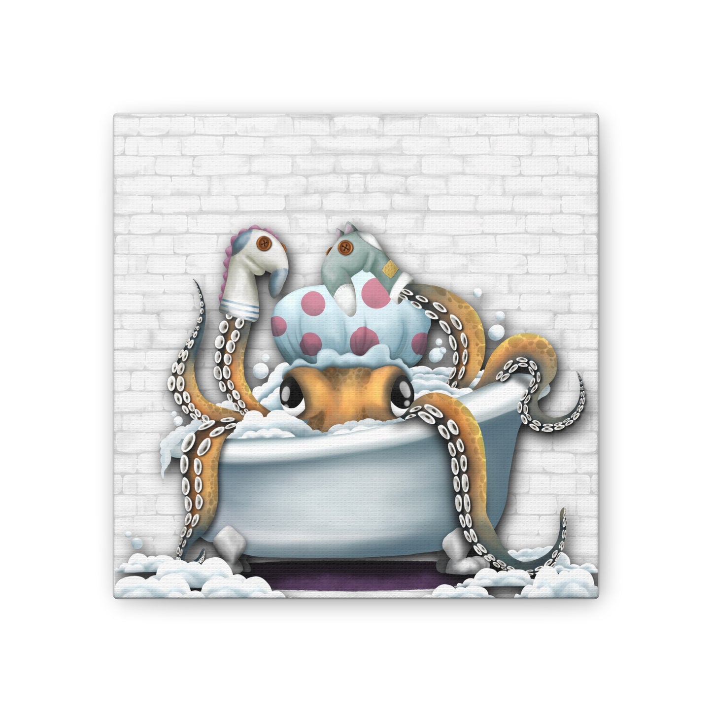 Bathtime Octo :Canvas Stretched, 0.75"