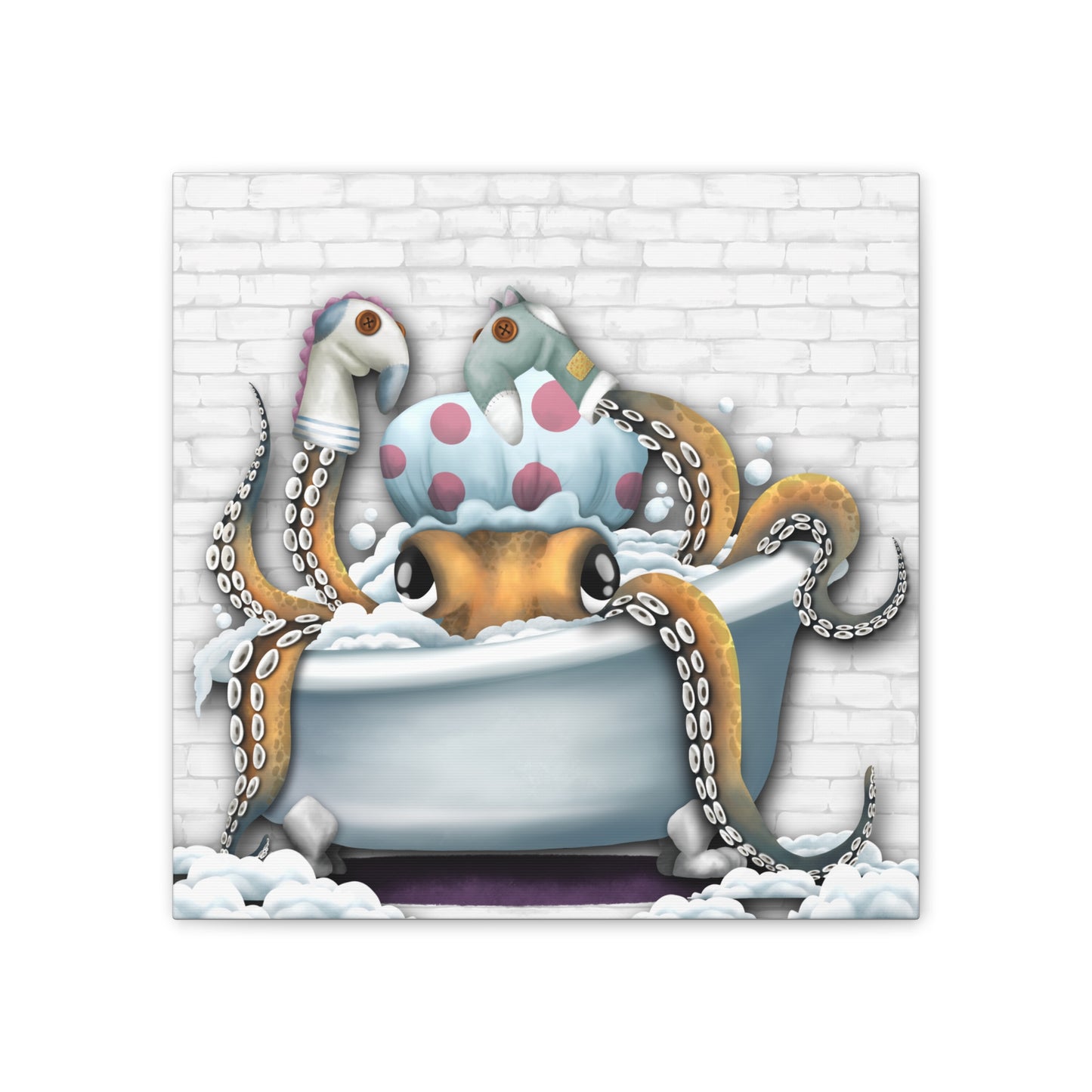 Bathtime Octo :Canvas Stretched, 0.75"