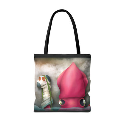 "Symore the Squid with his Sock Puppet" Tote bag
