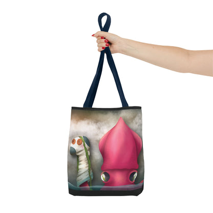 "Symore the Squid with his Sock Puppet" Tote bag