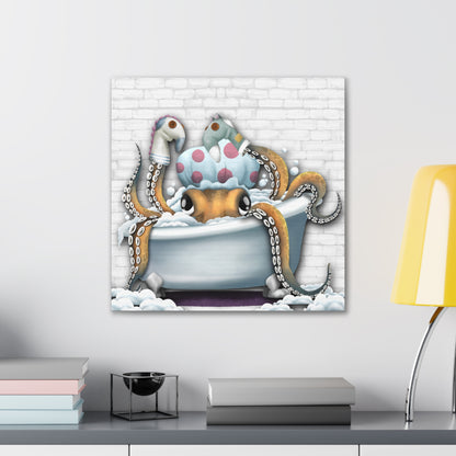 Bathtime Octo :Canvas Stretched, 0.75"