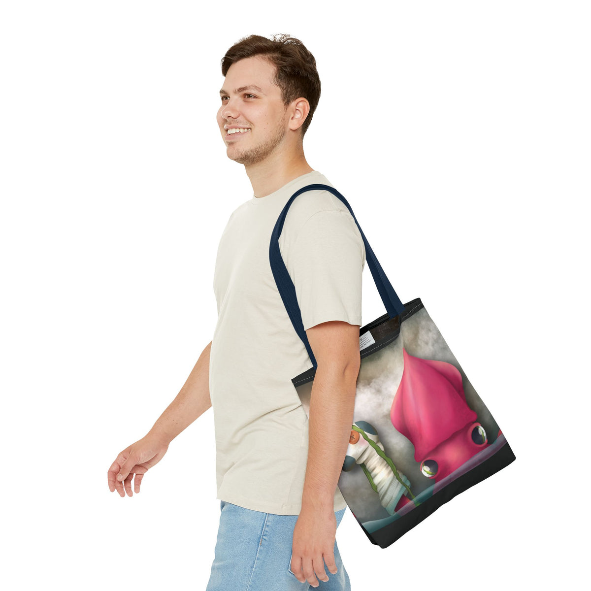 "Symore the Squid with his Sock Puppet" Tote bag
