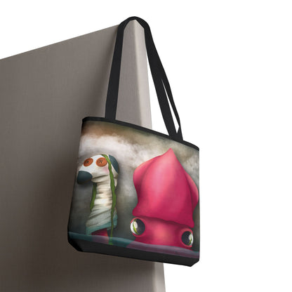 "Symore the Squid with his Sock Puppet" Tote bag