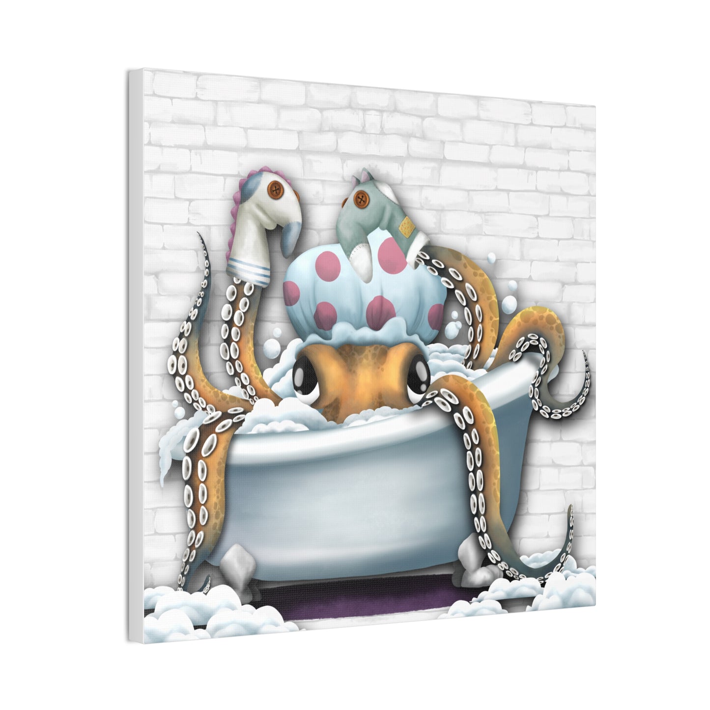 Bathtime Octo :Canvas Stretched, 0.75"