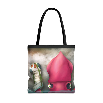"Symore the Squid with his Sock Puppet" Tote bag