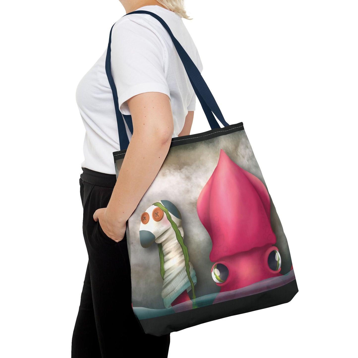 "Symore the Squid with his Sock Puppet" Tote bag