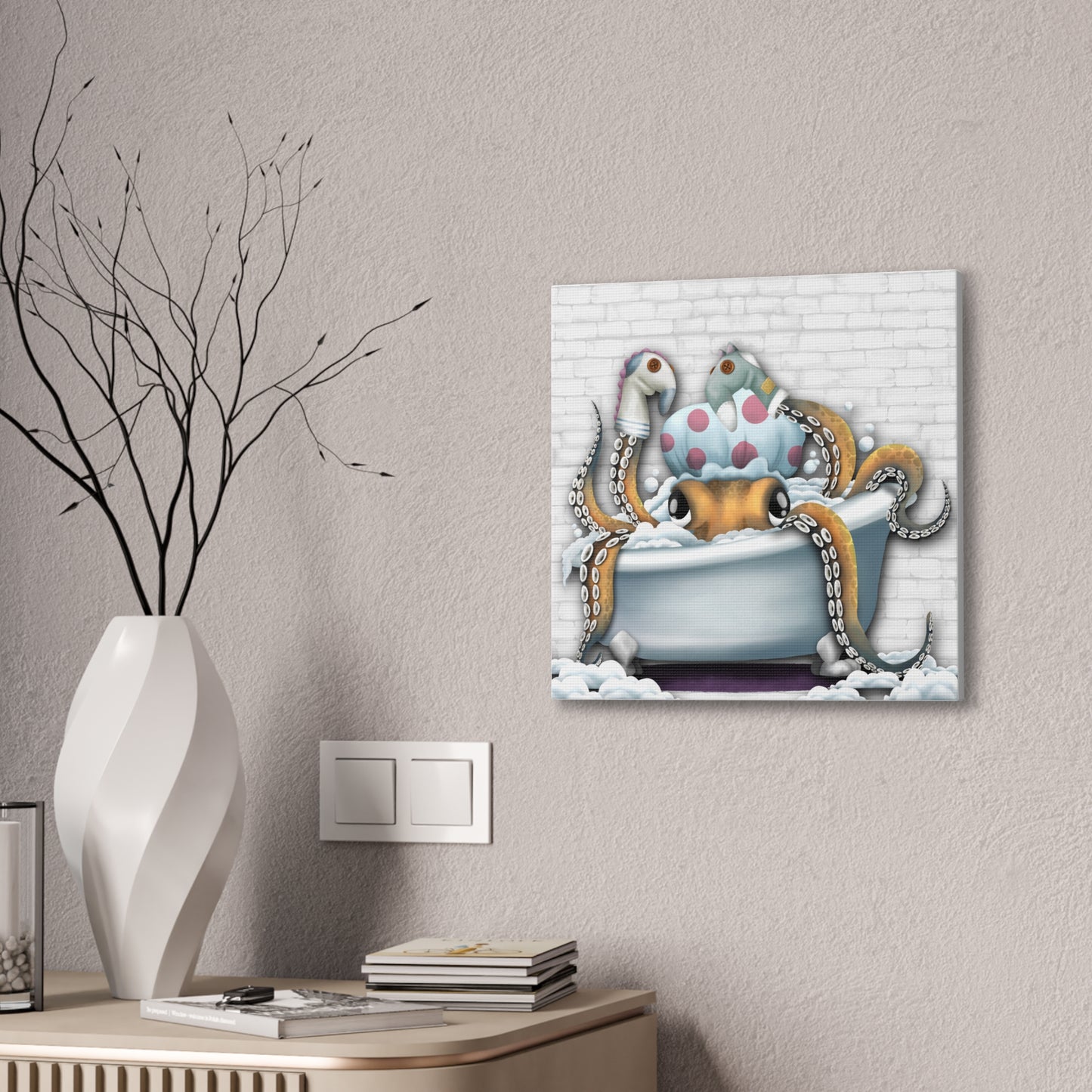 Bathtime Octo :Canvas Stretched, 0.75"