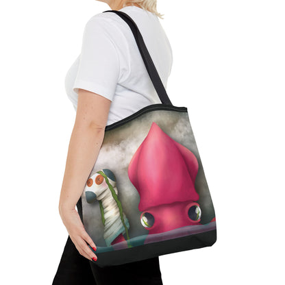 "Symore the Squid with his Sock Puppet" Tote bag