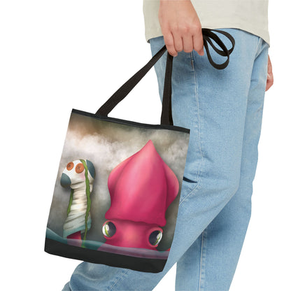 "Symore the Squid with his Sock Puppet" Tote bag
