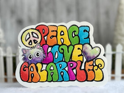 Peace, Love, Galarples vinyl Sticker