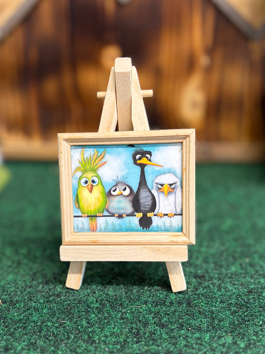 “Birds on a Wire” Mini Frame and easel