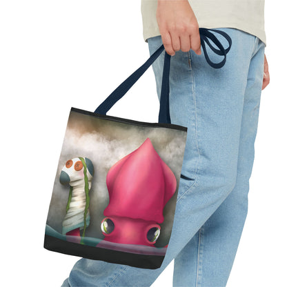 "Symore the Squid with his Sock Puppet" Tote bag