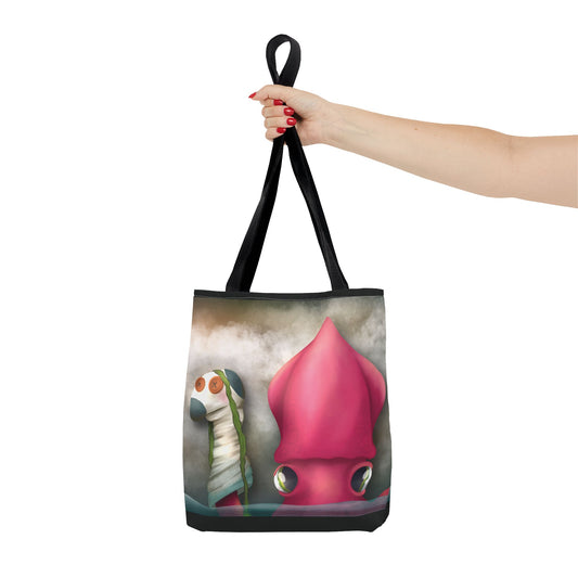 "Symore the Squid with his Sock Puppet" Tote bag