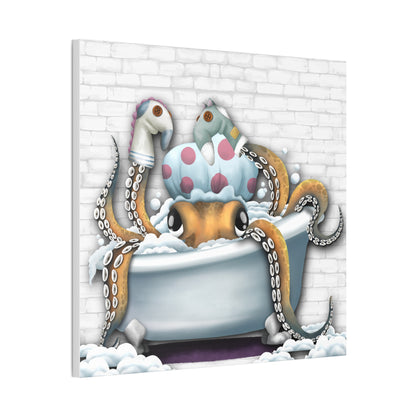 Bathtime Octo :Canvas Stretched, 0.75"