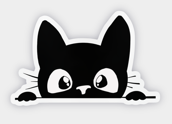 Black Kitty Waterproof Sticker