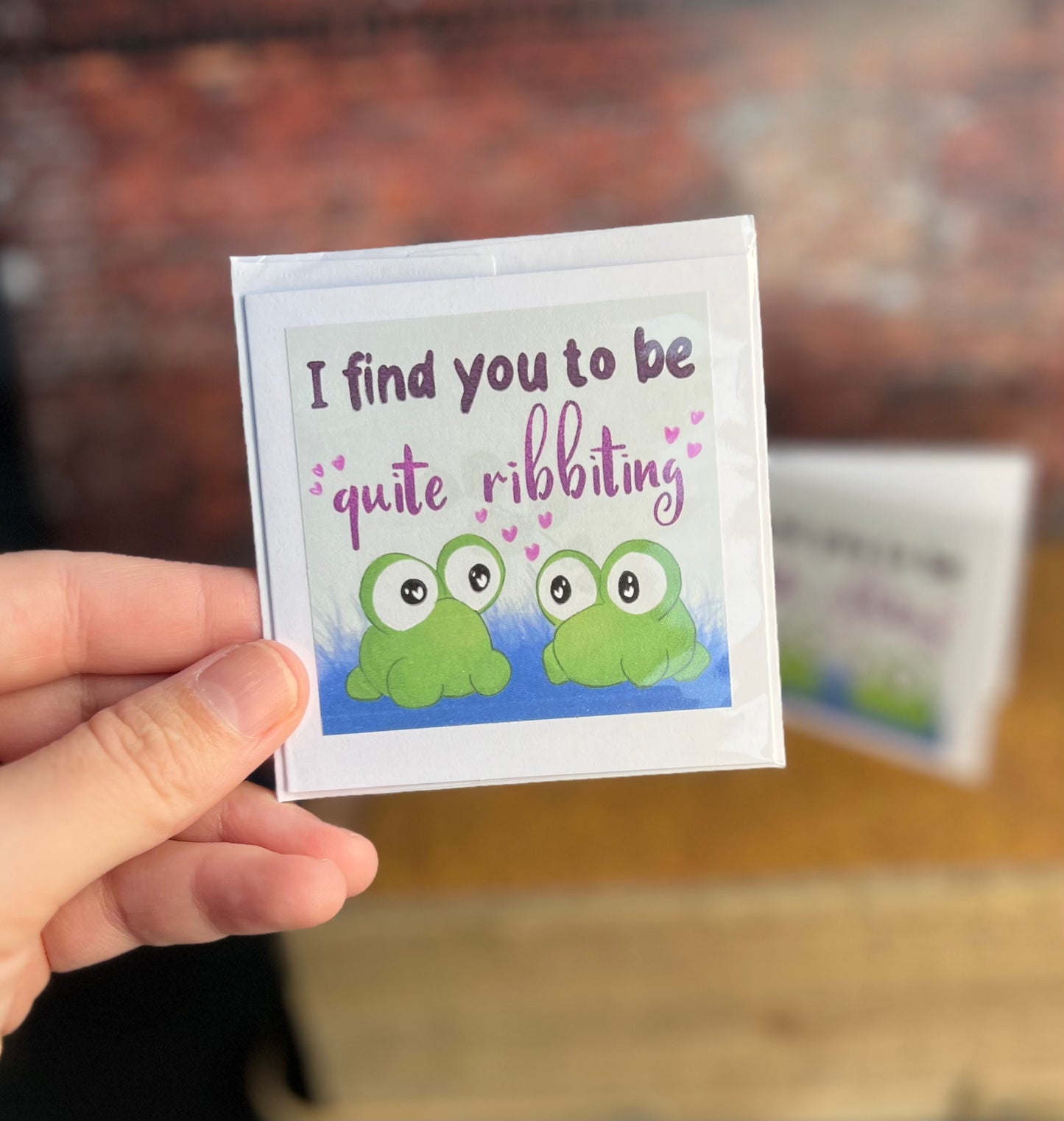 “I find you quite Ribbiting” greeting card