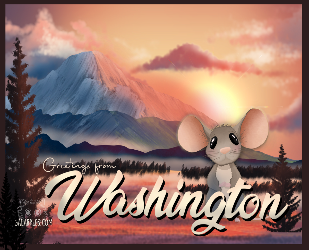 Greetings from Washington- “Burton the Mouse” Post Card