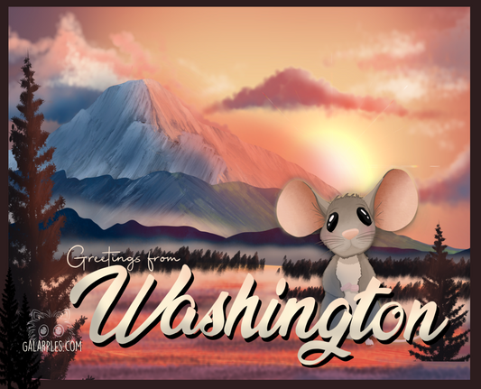 Greetings from Washington- “Burton the Mouse” Post Card