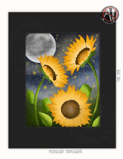 "Moonlight Sunflowers" Art Print