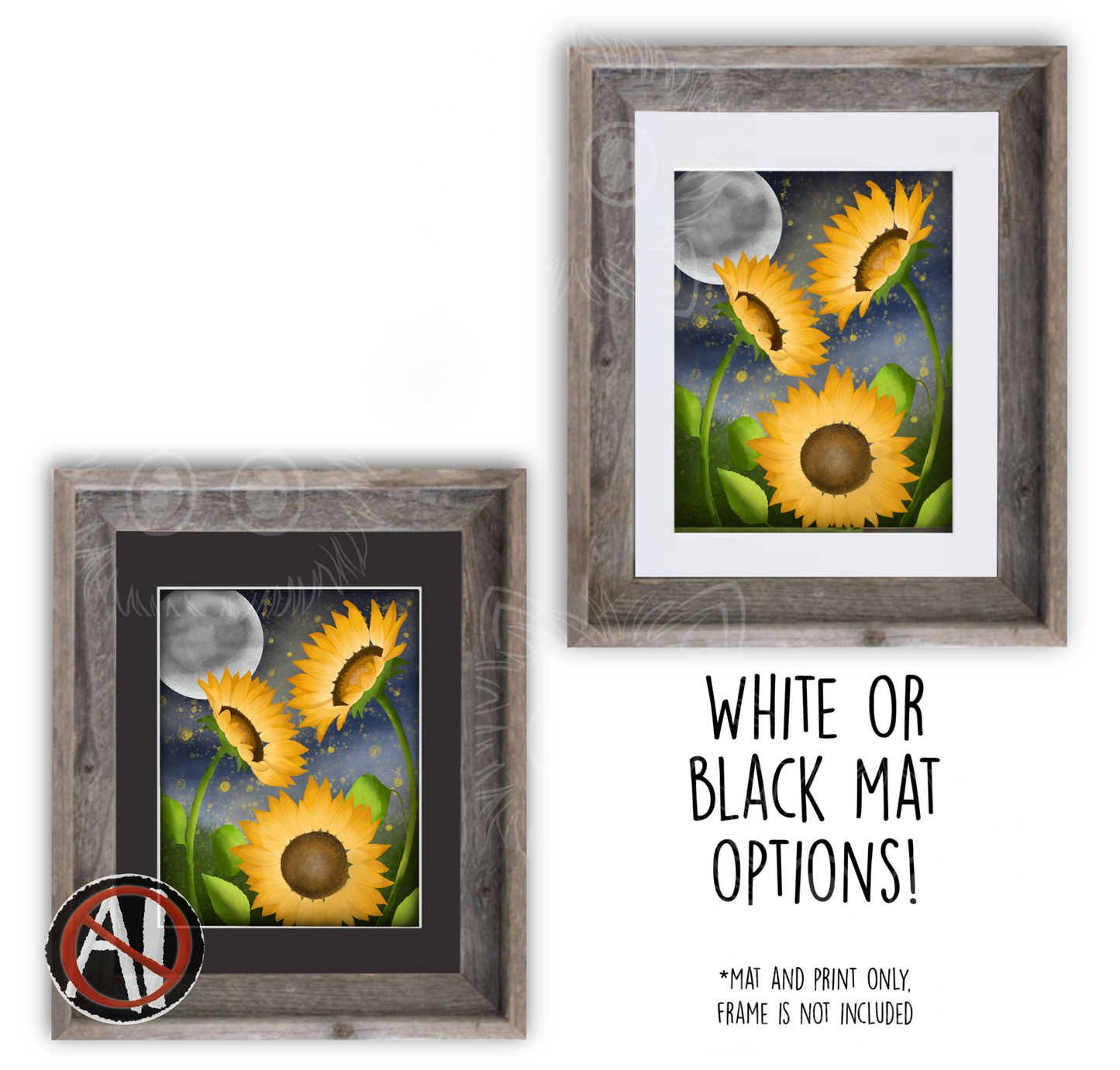 "Moonlight Sunflowers" Art Print