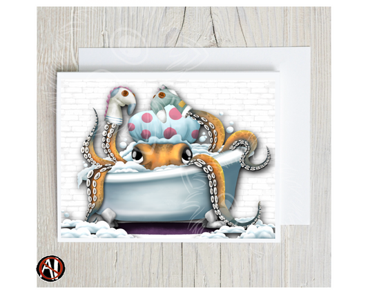 Bathtime Octo Greeting Card (A2 Card)