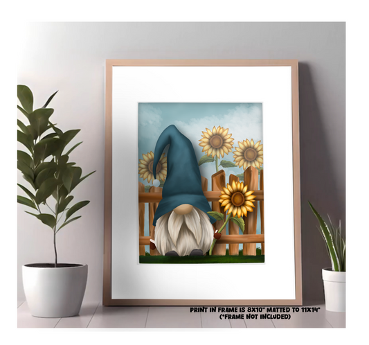 "Sunflower Gnomie" Art Prints