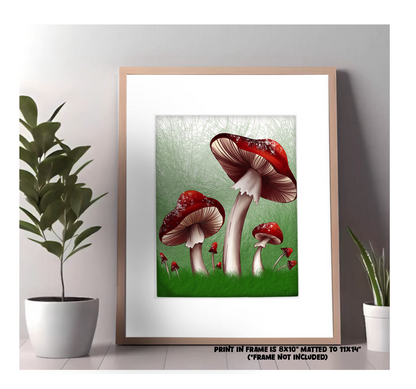 "Mushies in the Grass 1" Art Print