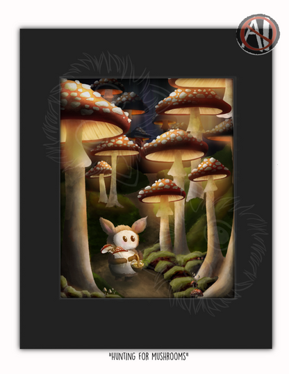 "Hunting for Mushrooms" Art Print