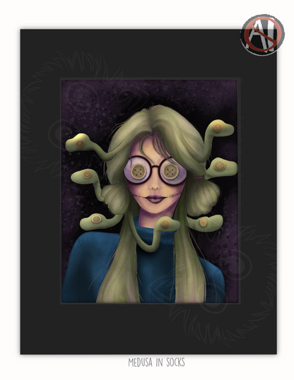 "Medusa in Socks" Art Print