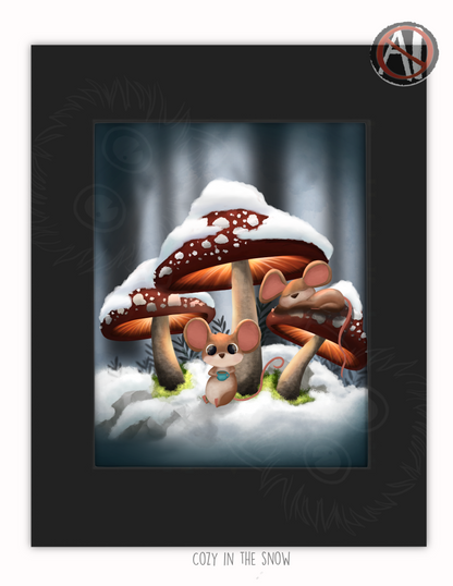 "Cozy in the Snow" Art Print+